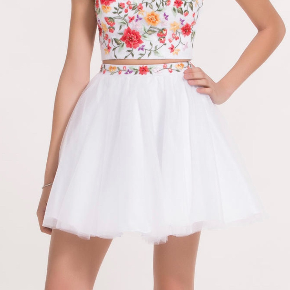 Alyce Paris 3740 white tulle embroidered skirt